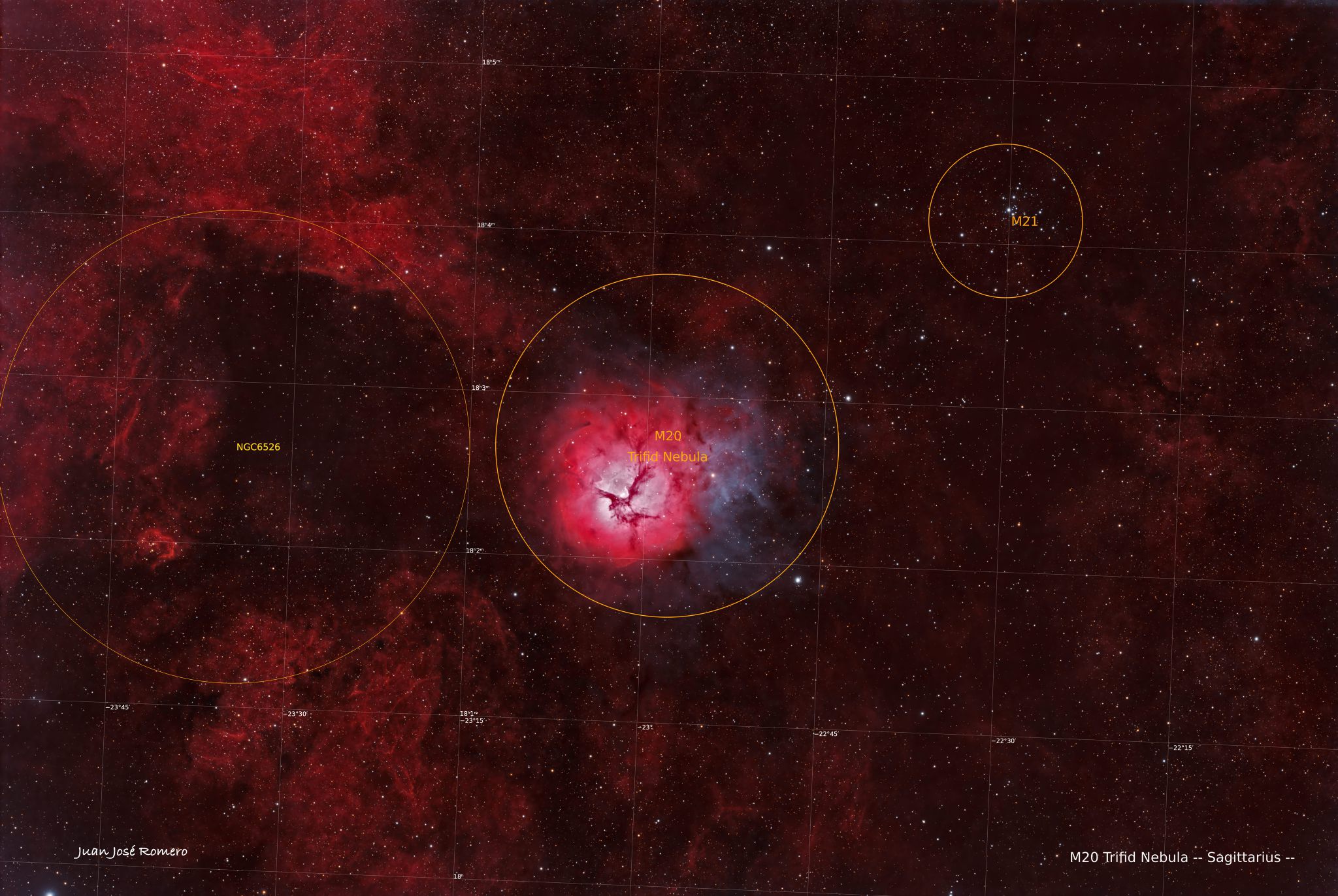 Objectes identificats: M20, Nebulosa Trifida